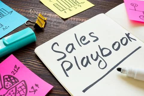 Sales playbook. Notes made in a notebook. Stock-Fotos