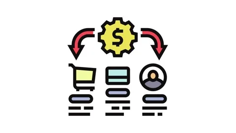 Sales process business process color icon animation Video stock 326110538