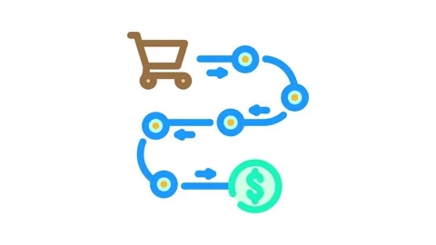 Sales process business process color icon animation Stock Footage 327262648
