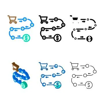 Sales process business process color icon range vector 스톡 일러스트