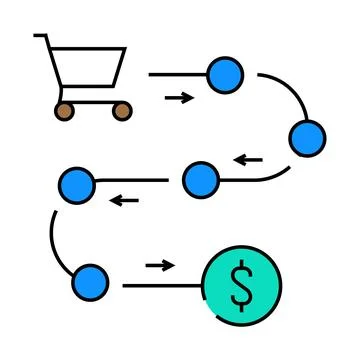 Sales process business process icon color illustration Stock Illustration
