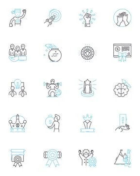 Sales progress linear icons set. Pipeline, Conversion, Quota, Targets, Forecast Stock Illustration