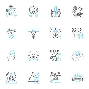 Sales progress linear icons set. Pipeline, Conversion, Quota, Targets, Forecast Stock Illustration