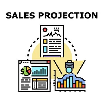 Sales projection concept with business data analysis Stock Illustration