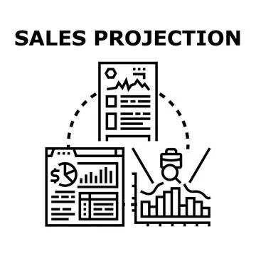 Sales projection concept with business data analysis Stock Illustration