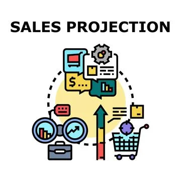 Sales projection forecasting future business growth Иллюстрация