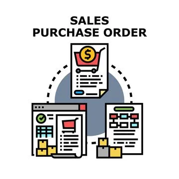 Sales purchase order processing electronic transaction concept Stock Illustration