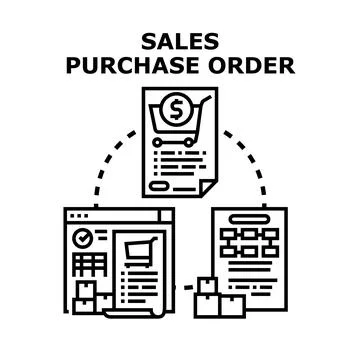 Sales purchase order processing electronic transaction concept Stock Illustration