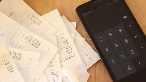 Sales receipts for purchasing of the goods Vídeo Stock 70541609