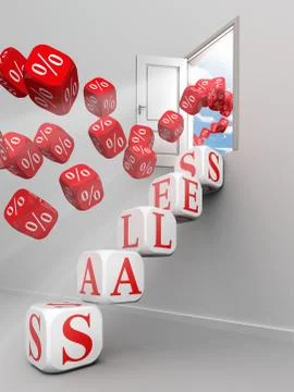 Sales red word steps up to open door Illustrazione stock