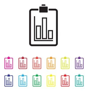 Sales report graph chart colourful set Stock Illustration