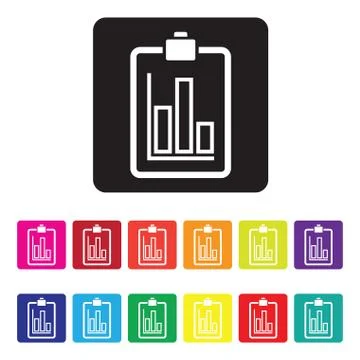 Sales report graph chart colourful set Stock Illustration