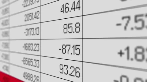 Sales results changing in spreadsheet, accounting report, array of information Stock Footage 58187363