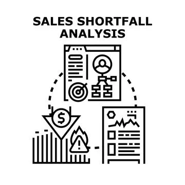 Sales shortfall analysis identifying business problems Illustrazione stock