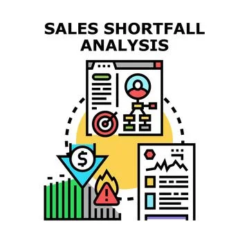 Sales shortfall analysis identifying business problems Stock Illustration