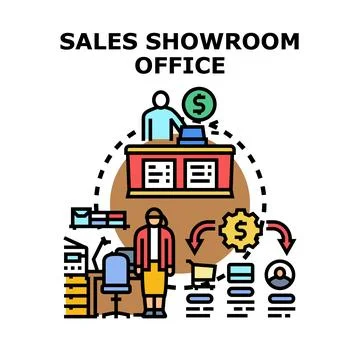 Sales showroom office process concept vector illustration Stock Illustration