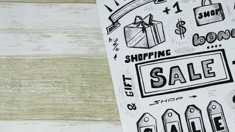 The sales sketch on brown Stock Footage 90449705
