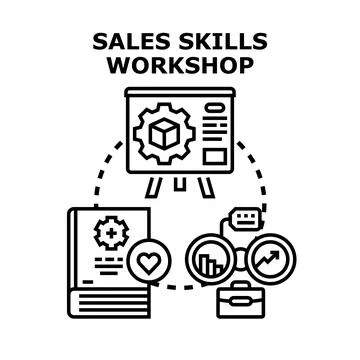 Sales skills workshop concept developing business strategy Stock Illustration