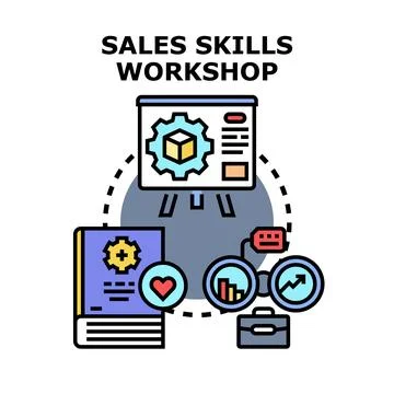 Sales skills workshop concept developing business strategy Stock Illustration