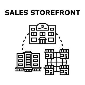 Sales storefront concept with global store network Stock Illustration