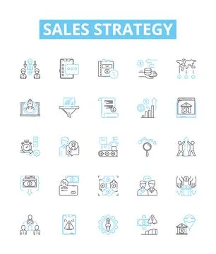 Sales strategy vector line icons set. Marketing, Retention, Customer Stock Illustration