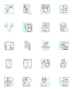 Sales tactics linear icons set. Persuasion, Negotiation, Closing, Psychology Stock Illustration