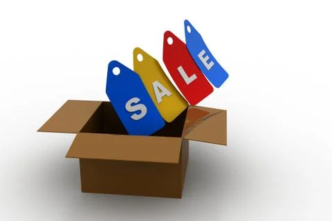 Sales tag with box Free Stock Illustration