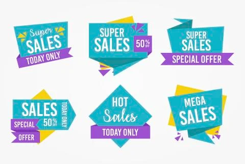 Sales tag label vector set Stock Illustration