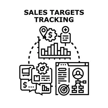 Sales targets tracking analytics and digital business planning Stock Illustration