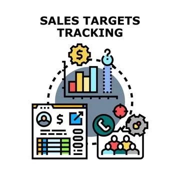 Sales targets tracking analytics and digital business strategy 스톡 일러스트