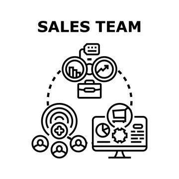 Sales team reaching business development and marketing goals Illustrazione stock