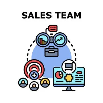 Sales team reaching business development and marketing goals Ilustração Stock