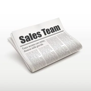 Sales team words on newspaper Stock Illustration
