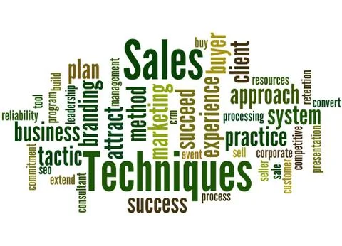 Sales Techniques, word cloud concept Stock Illustration