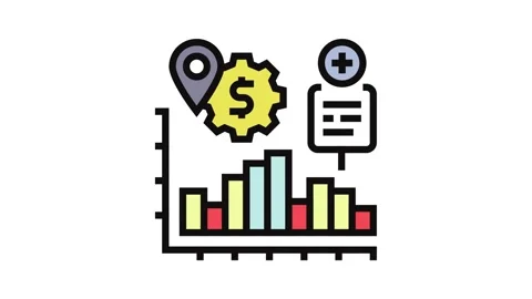 Sales tracking business process color icon animation Video stock 326110528