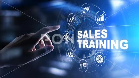 Sales training, business development and financial growth concept on virtual Stock Photos
