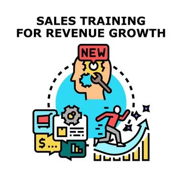 Sales training improving business strategy for revenue growth Stock Illustration