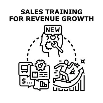 Sales training improving business strategy for revenue growth Stock Illustration