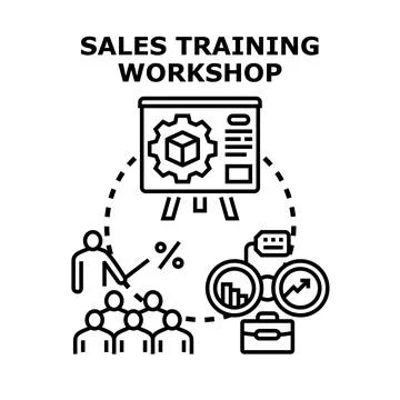 Sales training workshop concept developing business strategy Stock Illustration