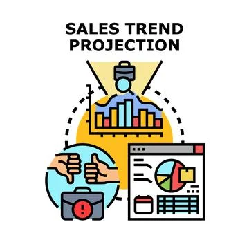Sales trend projection analyzing financial data concept Stock Illustration