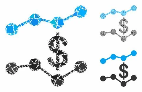 Sales trends Mosaic Icon of Bumpy Elements Stock Illustration