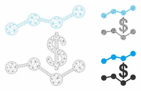Sales Trends Vector Mesh Network Model and Triangle Mosaic Icon Stock Illustration