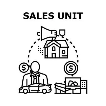 Sales unit concept generating revenue selling property Stock Illustration