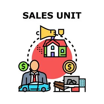 Sales unit concept generating revenue selling property Stock Illustration