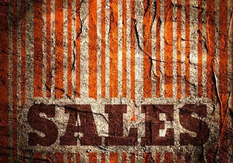 Sales word on bar code textured by concrete Sales text on bar code. Relati... Stock Photos