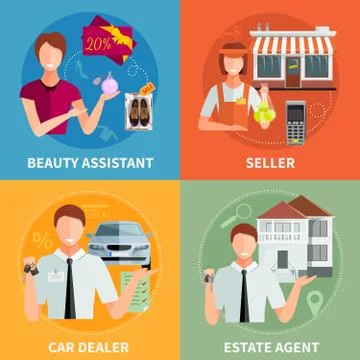 Salesman 2x2 Design Concept Stock Illustration