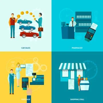 Salesman Icons Set Stock Illustration
