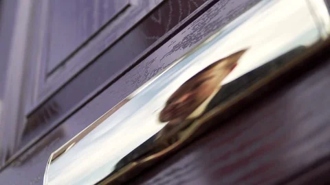 Salesman Knocks on Door in Suit, Waiting for Home Owner, White Caucasian Stock Footage 80366852