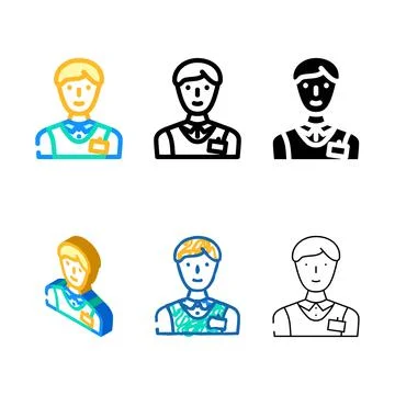 Salesman store color icon vector minimal Stock Illustration