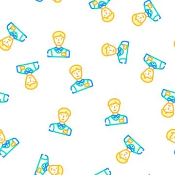 Salesman store vector seamless pattern Stock Illustration